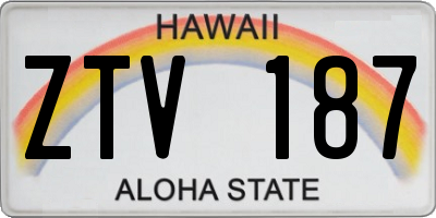 HI license plate ZTV187