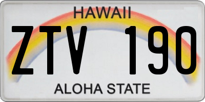 HI license plate ZTV190