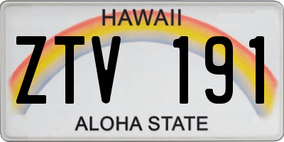 HI license plate ZTV191
