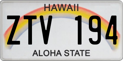 HI license plate ZTV194