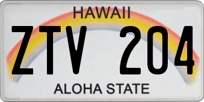 HI license plate ZTV204