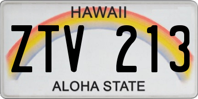 HI license plate ZTV213
