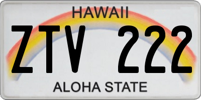 HI license plate ZTV222