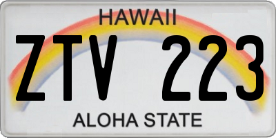 HI license plate ZTV223