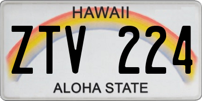 HI license plate ZTV224