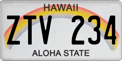 HI license plate ZTV234