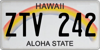 HI license plate ZTV242