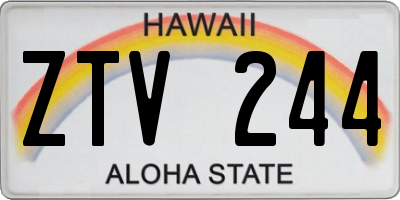 HI license plate ZTV244