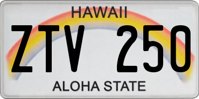 HI license plate ZTV250