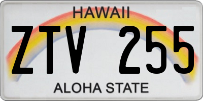 HI license plate ZTV255