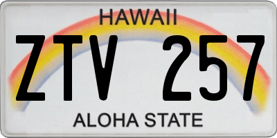HI license plate ZTV257