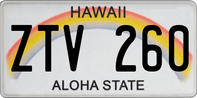HI license plate ZTV260