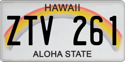 HI license plate ZTV261