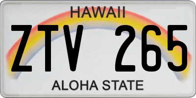 HI license plate ZTV265