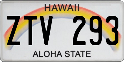 HI license plate ZTV293