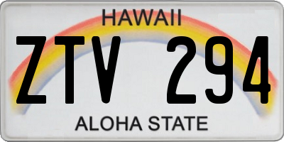HI license plate ZTV294