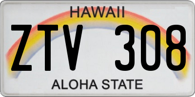 HI license plate ZTV308