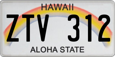 HI license plate ZTV312