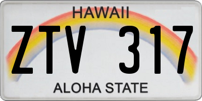 HI license plate ZTV317