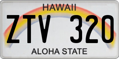 HI license plate ZTV320