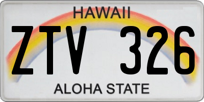 HI license plate ZTV326