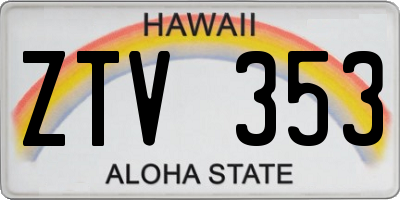 HI license plate ZTV353