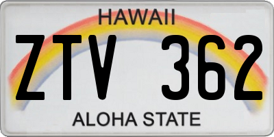 HI license plate ZTV362