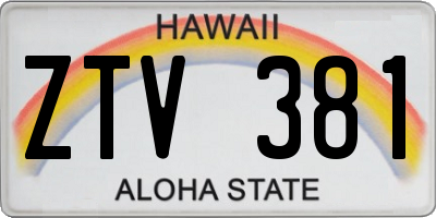 HI license plate ZTV381
