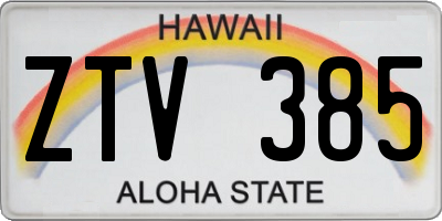 HI license plate ZTV385