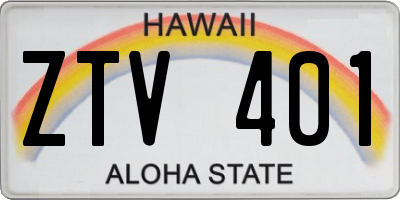 HI license plate ZTV401