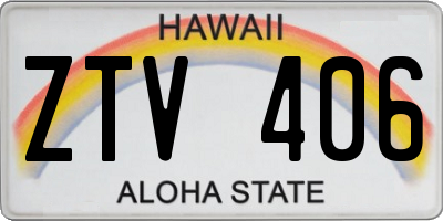 HI license plate ZTV406