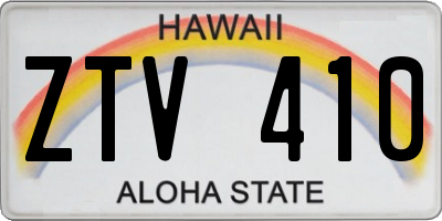 HI license plate ZTV410