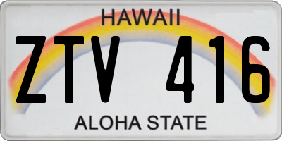 HI license plate ZTV416