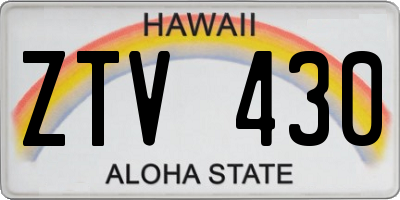 HI license plate ZTV430