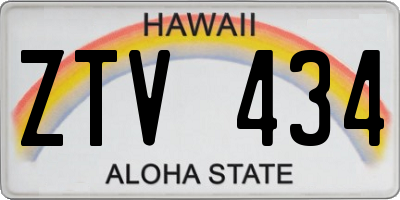 HI license plate ZTV434
