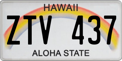 HI license plate ZTV437