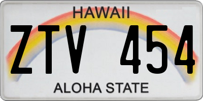 HI license plate ZTV454