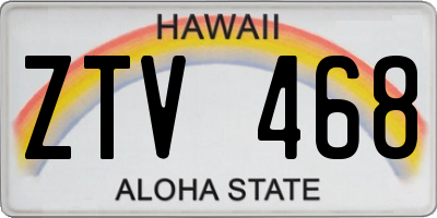 HI license plate ZTV468