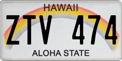 HI license plate ZTV474
