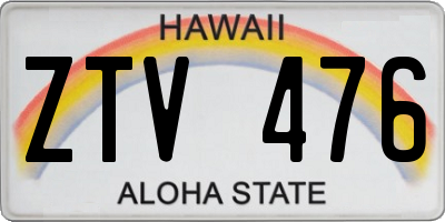 HI license plate ZTV476