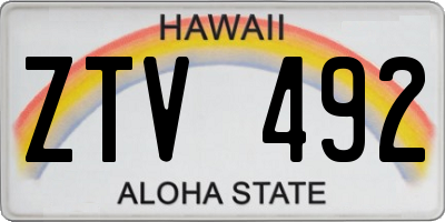 HI license plate ZTV492
