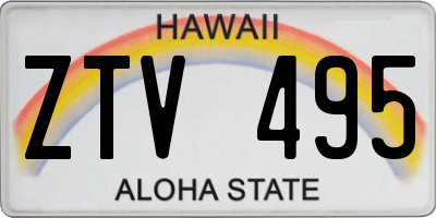 HI license plate ZTV495