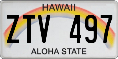 HI license plate ZTV497