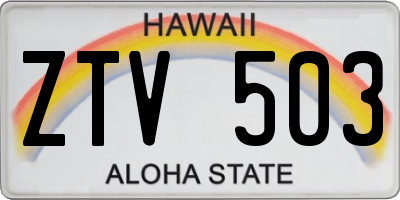 HI license plate ZTV503