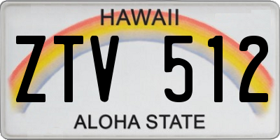 HI license plate ZTV512
