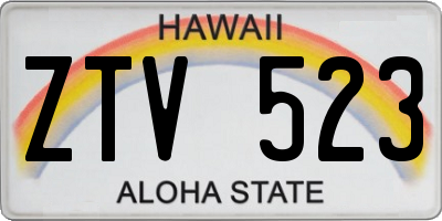 HI license plate ZTV523
