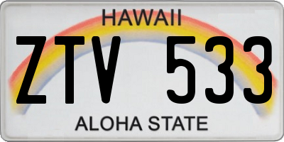 HI license plate ZTV533