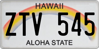 HI license plate ZTV545