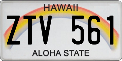 HI license plate ZTV561