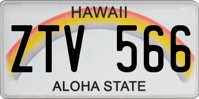 HI license plate ZTV566